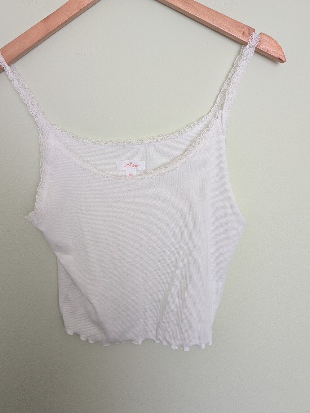 Colsie Black & White Lace Trim Ribbed Camisole Tank Tops Size Large Lot of 2